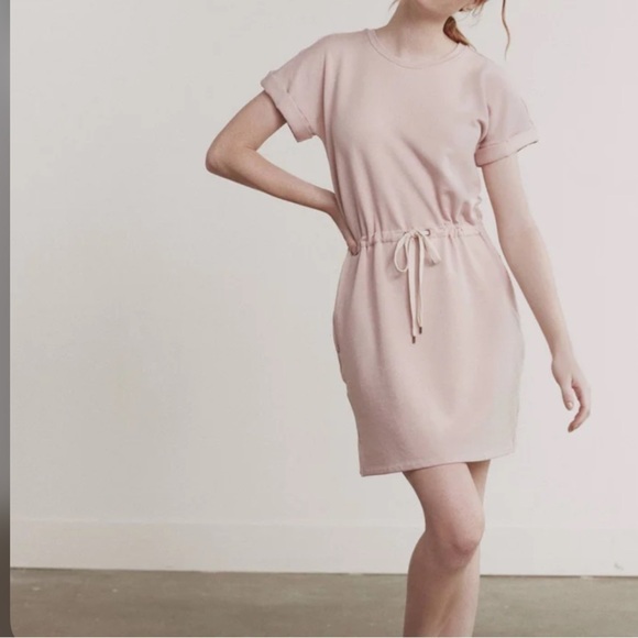 NWT Hass California Sustainable Fleece Rosewater Pink T-Shirt Dress Size M - Picture 2 of 16